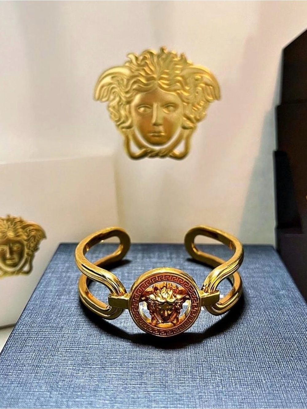 Versace Gold-Tone Medusa Open Cuff Watch Bracelet